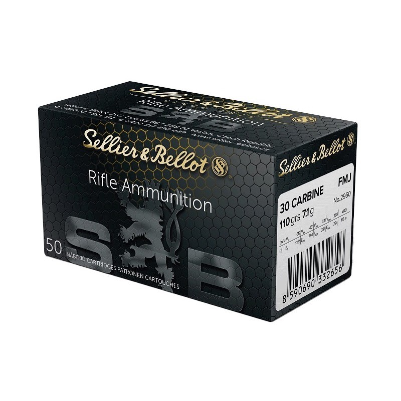 S&B 30 Carbine FMJ 2960 110gr 7.1g- Boîte de 50 cps