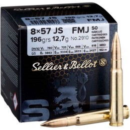 S&B 8x57 JS FMJ 196gr 12,7g- Boîte de 50 cps